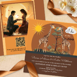 Whimsical Giraffe Safari Zoo Bröllop allt-i-ett Inbjudningar