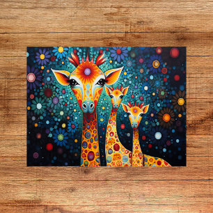 Whimsical Giraffes Print - Colorful Digital Poster