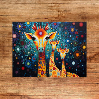 Whimsical Giraffes Print - Colorful Digital Poster