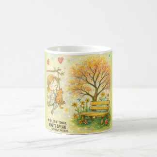 Whimsical Girl and Orange Cat Garden Mug Kaffemugg