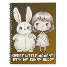 Whimsical Girl and Patchwork Bunny Notebook
