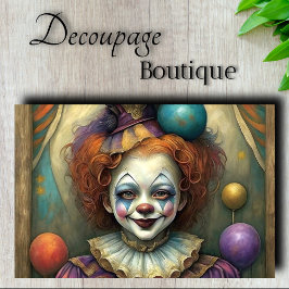 Whimsical Girl Clown Decoupage