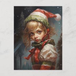 Whimsical Girl Elf Helg Vykort