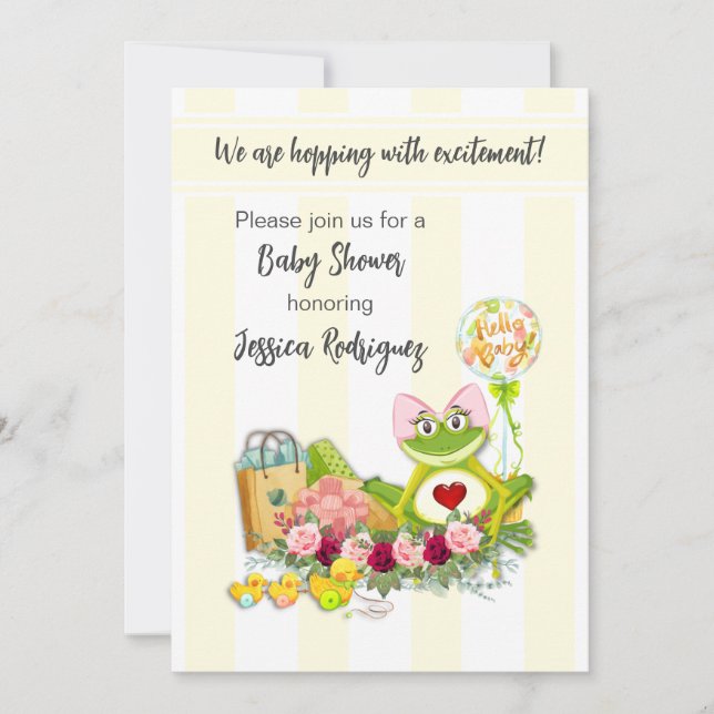 Whimsical Girl Frog Baby Shower-inbjudan Inbjudningar (Framsida)