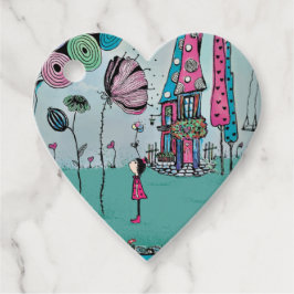 Whimsical Girl Heart Gåvor Etiketter