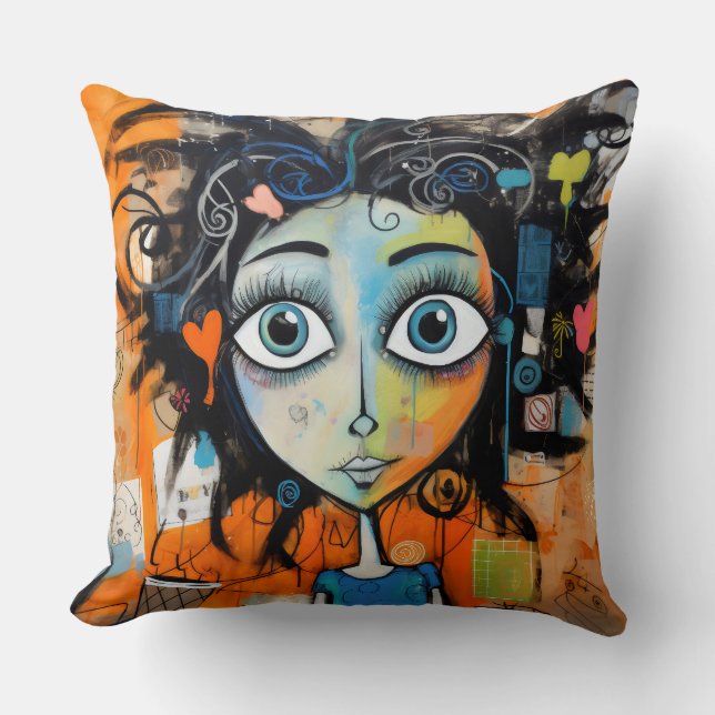  Whimsical Girl Janne Doodlewell Kudde (Framsida)