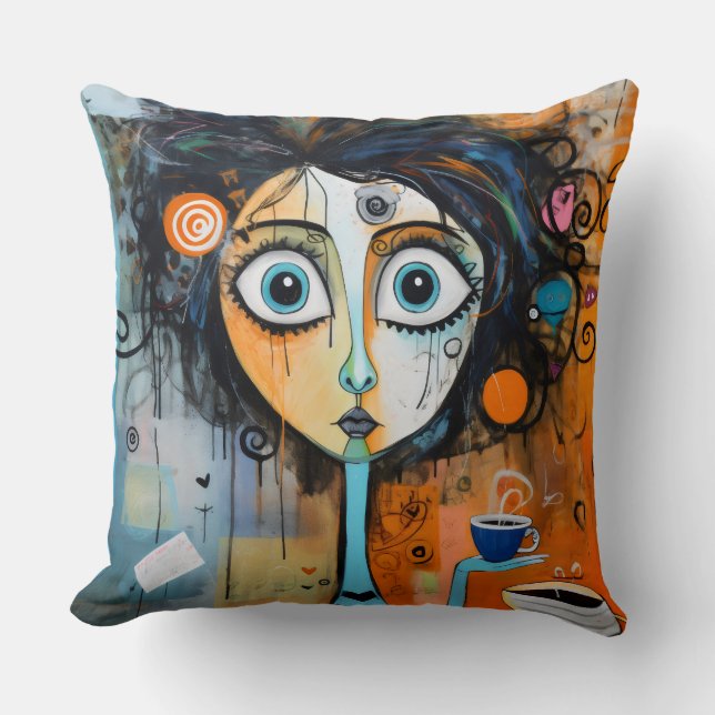  Whimsical Girl Jeline Doodlewell Kudde (Framsida)