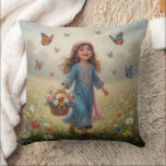 Whimsical Girl  Kudde<br><div class="desc">A charming vintage illustration of children in classic story book style on pillows that captures timeless childhood moments that adds perfect accents for your living room or bedroom.</div>