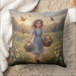 Whimsical Girl  Kudde<br><div class="desc">A charming vintage illustration of children in classic story book style on pillows that captures timeless childhood moments that adds perfect accents for your living room or bedroom.</div>