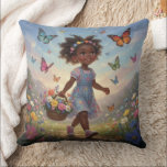 Whimsical Girl  Kudde<br><div class="desc">A charming vintage illustration of children in classic story book style on pillows that captures timeless childhood moments that adds perfect accents for your living room or bedroom.</div>