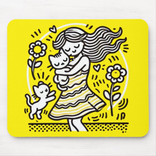 Whimsical Girl med Kitten Musmatta (Framsidan)