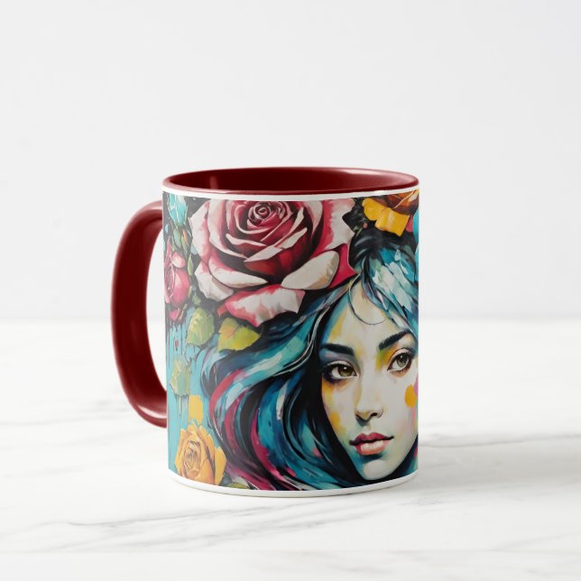Whimsical Girl med Ro Mugg (Framsida vänster)