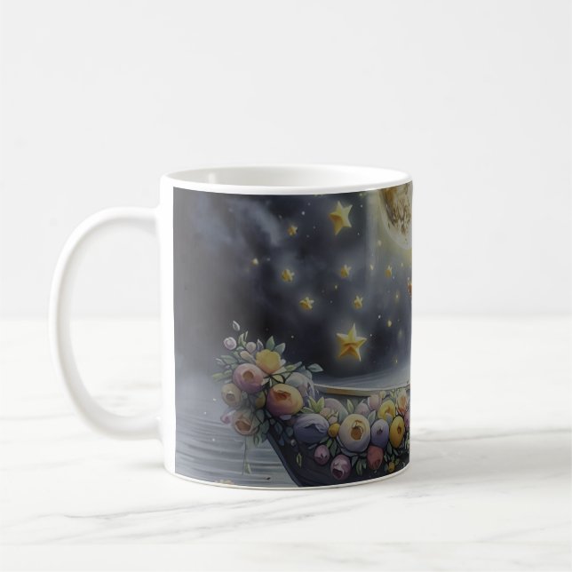 Whimsical Girl Moon Dream Fantasy Scene Kaffemugg (Vänster)