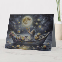 Whimsical Girl Moon Dream Fantasy Scene Tack Kort