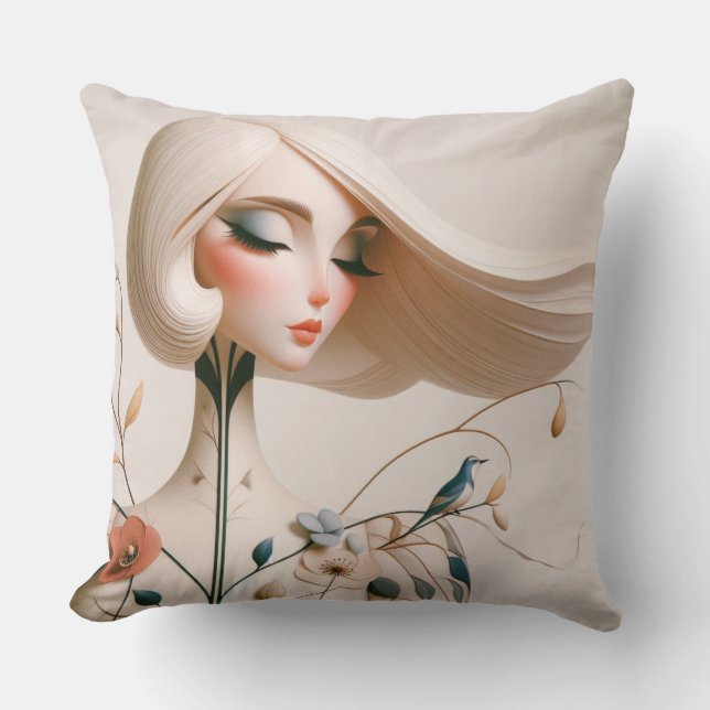 Whimsical Girl Square Cushion Kudde (Framsida)