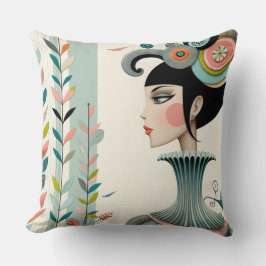 Whimsical Girl Square Cushion Kudde