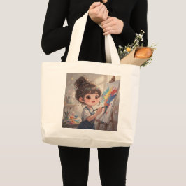 Whimsical Girl Tote Bag Jumbo Tygkasse