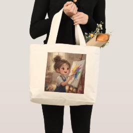 Whimsical Girl Tote Bag Jumbo Tygkasse