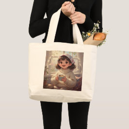Whimsical Girl Tote Bag Jumbo Tygkasse