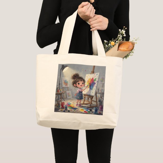 Whimsical Girl Tote Bag Jumbo Tygkasse (Framsida (produkt))