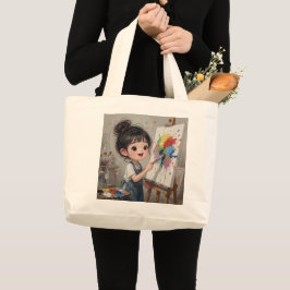 Whimsical Girl Tote Bag Jumbo Tygkasse