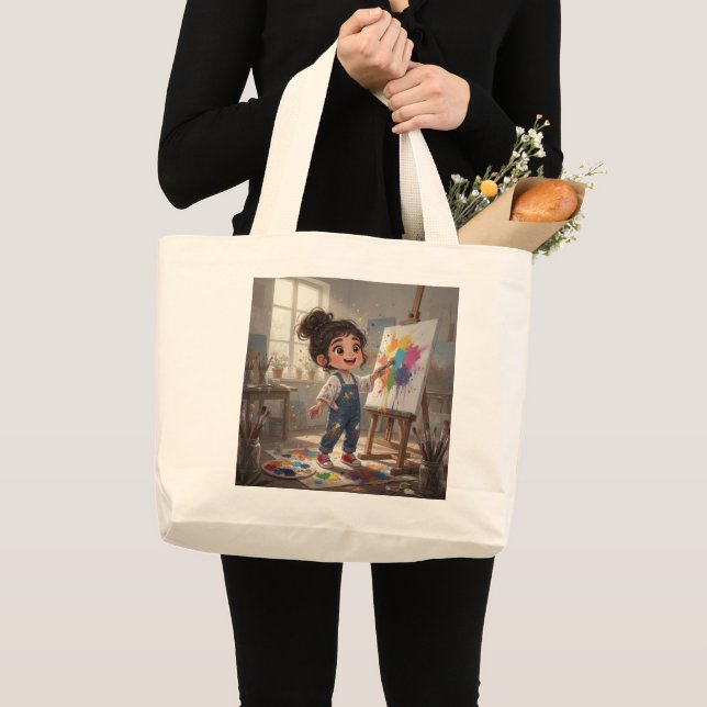 Whimsical Girl Tote Bag Jumbo Tygkasse (Framsida (produkt))