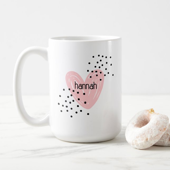 Whimsical Girls Heart Cute Customized Mugg (Med munk)
