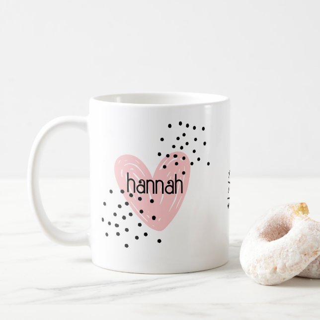 Whimsical Girls Heart Cute Customized Mugg (Med munk)