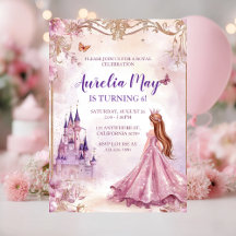 Whimsical Girls Princess Rosa och Guld Birthday