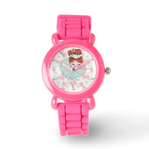 Whimsical Girly Blommigt Rosa Ballerina Personlig Armbandsur