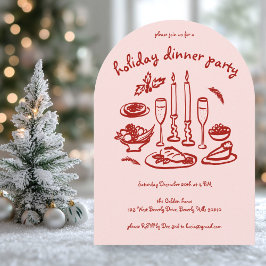 Whimsical Girly Helgdag Middag Party Arched Julaft Inbjudningar
