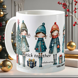Whimsical Girly Sisters jul Kaffemugg