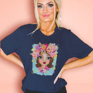 Whimsical Girly Tropical Floral Cute Original Art T Shirt
