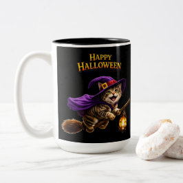 Whimsical glad Halloween två Två-Tonad Mugg