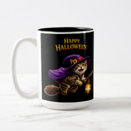Whimsical glad Halloween två Två-Tonad Mugg