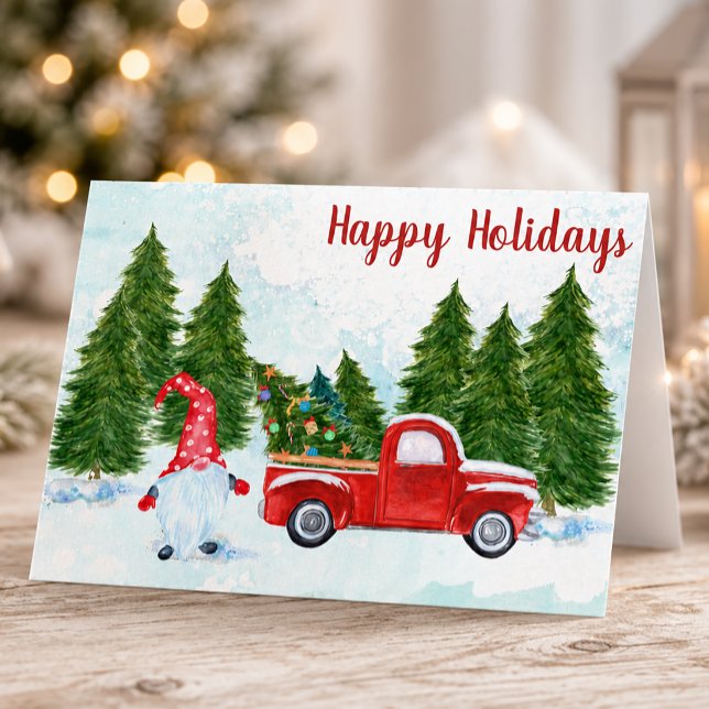 Whimsical Glad helg Gnome Kort (Whimsical Happy Holidays Christmas Card)