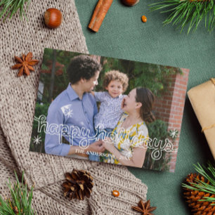 Whimsical Glad helg Snöflingor Photo Card Julkort