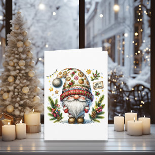 Whimsical Glad Jul Tomte Helgkort