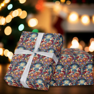 Whimsical Glas-in-Färgat Julmusmönster Presentpapper