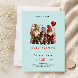 Whimsical Gnom Bebis Shower Inbjudningar