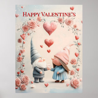Whimsical Gnom Kärlek: Bedårande Alla Hjärtans Dag Poster