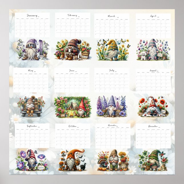 Whimsical Gnome Calendar  Poster (Framsidan)