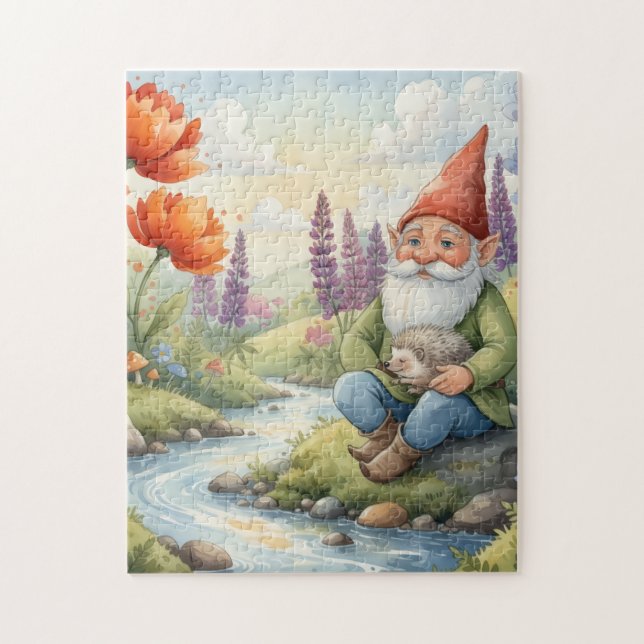 Whimsical gnome hedgehog puzzle pussel (Vertikal)