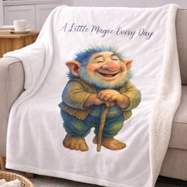 Whimsical Gnome Illustration Gift  Magic Every Day Fleecefilt