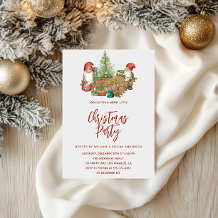 Whimsical Gnome & Julgran Julfest Inbjudningar