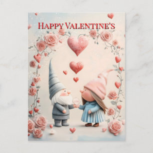 Whimsical Gnome Kärlek: Adful Valentine Day Art Helg Vykort
