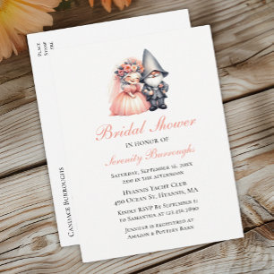 Whimsical Gnome Möhippa Rustic Woodland Inbjudan Vykort