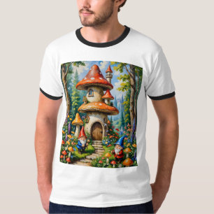 Whimsical Gnome Mushroom Cottage Fantasy Shirt T