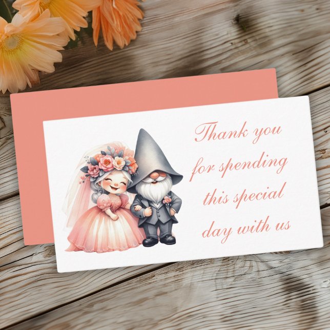 Whimsical Gnome Orange Garden Wedding Placeringskort (Skapare uppladdad)