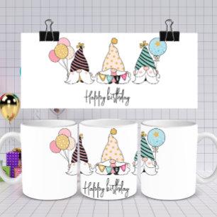 Whimsical Gnome Trio Grattis på födelsedagen Kaffemugg